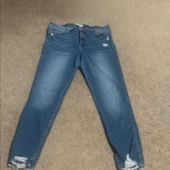 Women's Blue Distressed Jeans - Picture 1 of 1